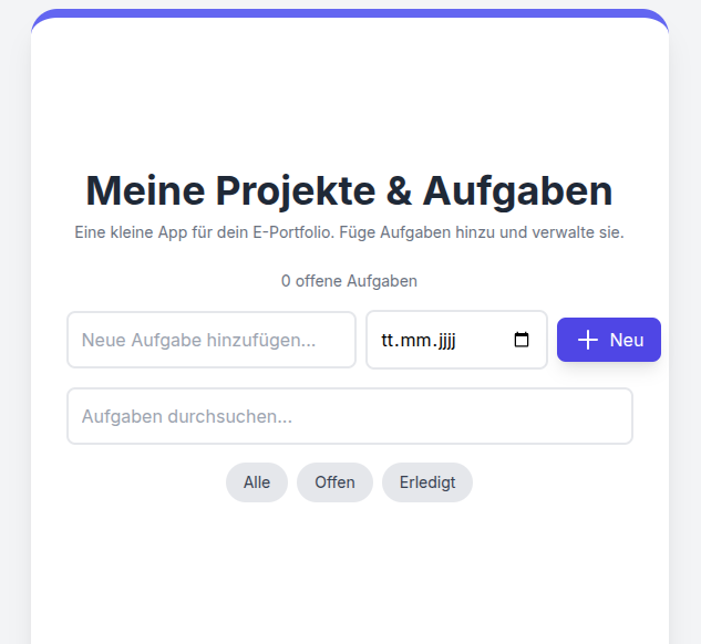 Screenshot von Interaktive Aufgabenverwaltung (To-Do-App)